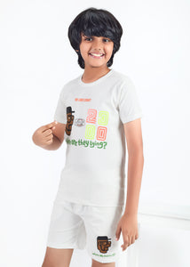 Yall Boys T-Shirt & Shorts Co-ord Set - White