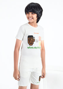 Yall Boys T-Shirt & Shorts Co-ord Set - White