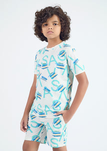 Brigs Boys T-Shirt & Shorts Co-ord Set - Aqua