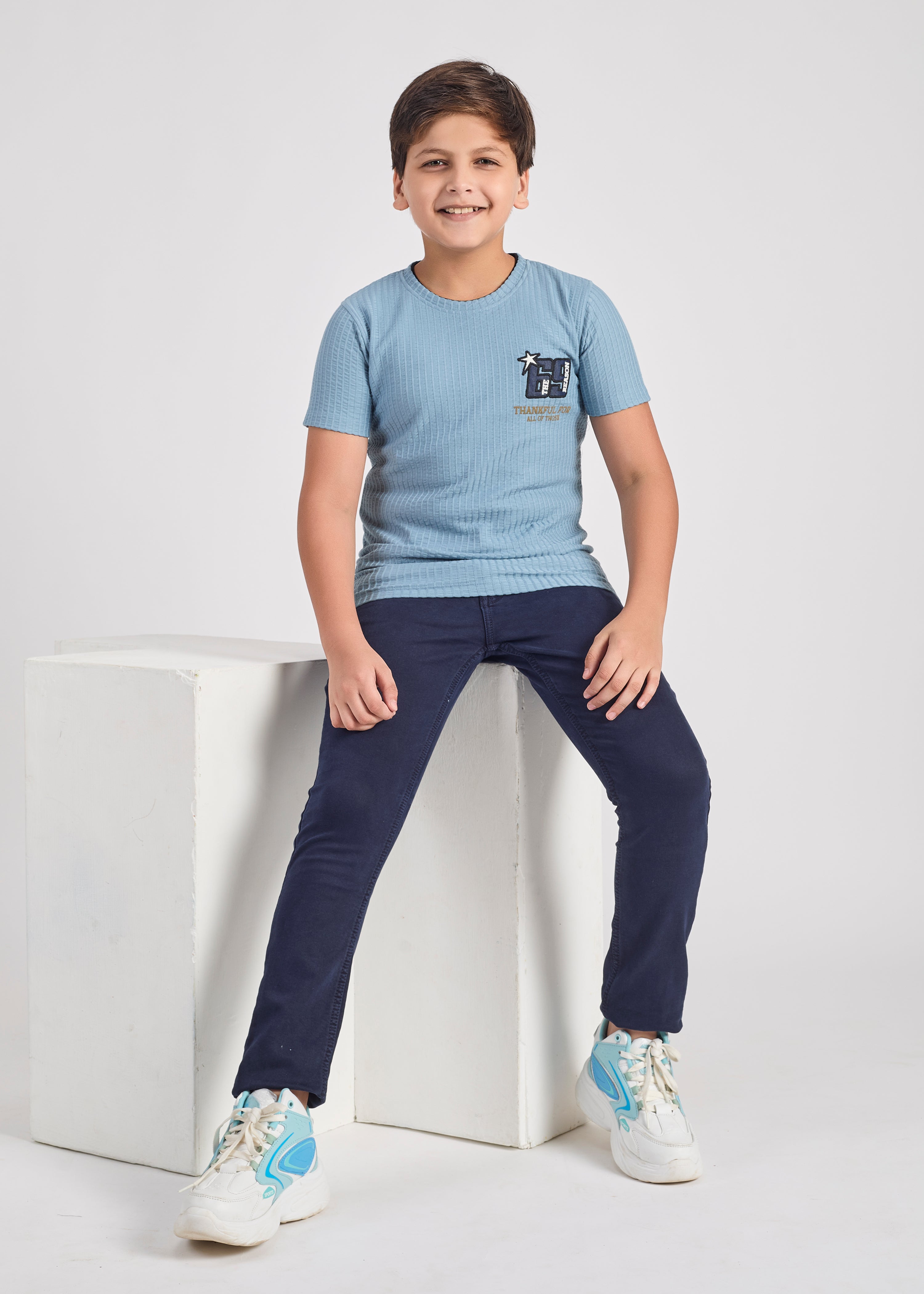 Kermit Boys Round Neck Tees - Light Blue.