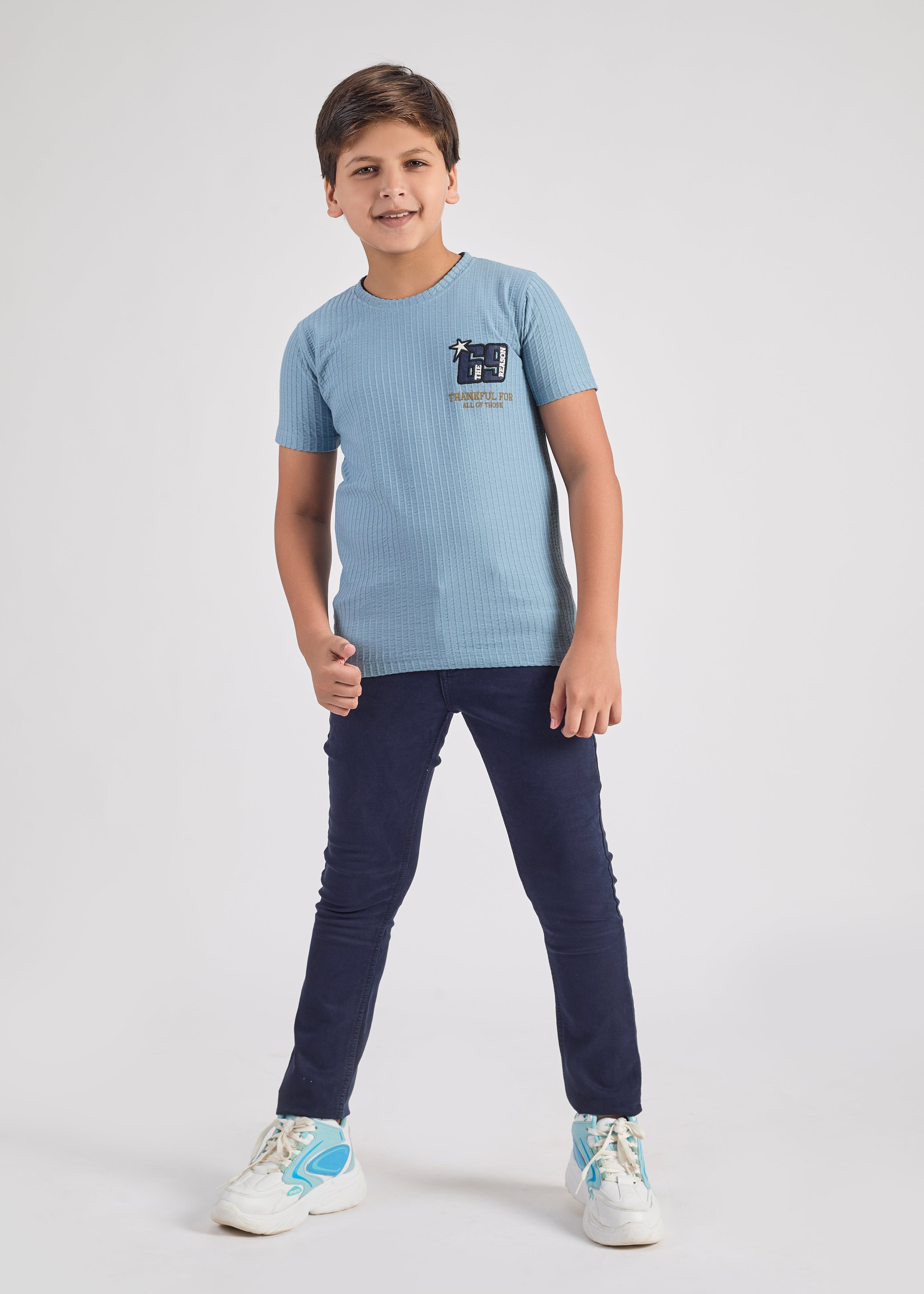 Kermit Boys Round Neck Tees - Light Blue.