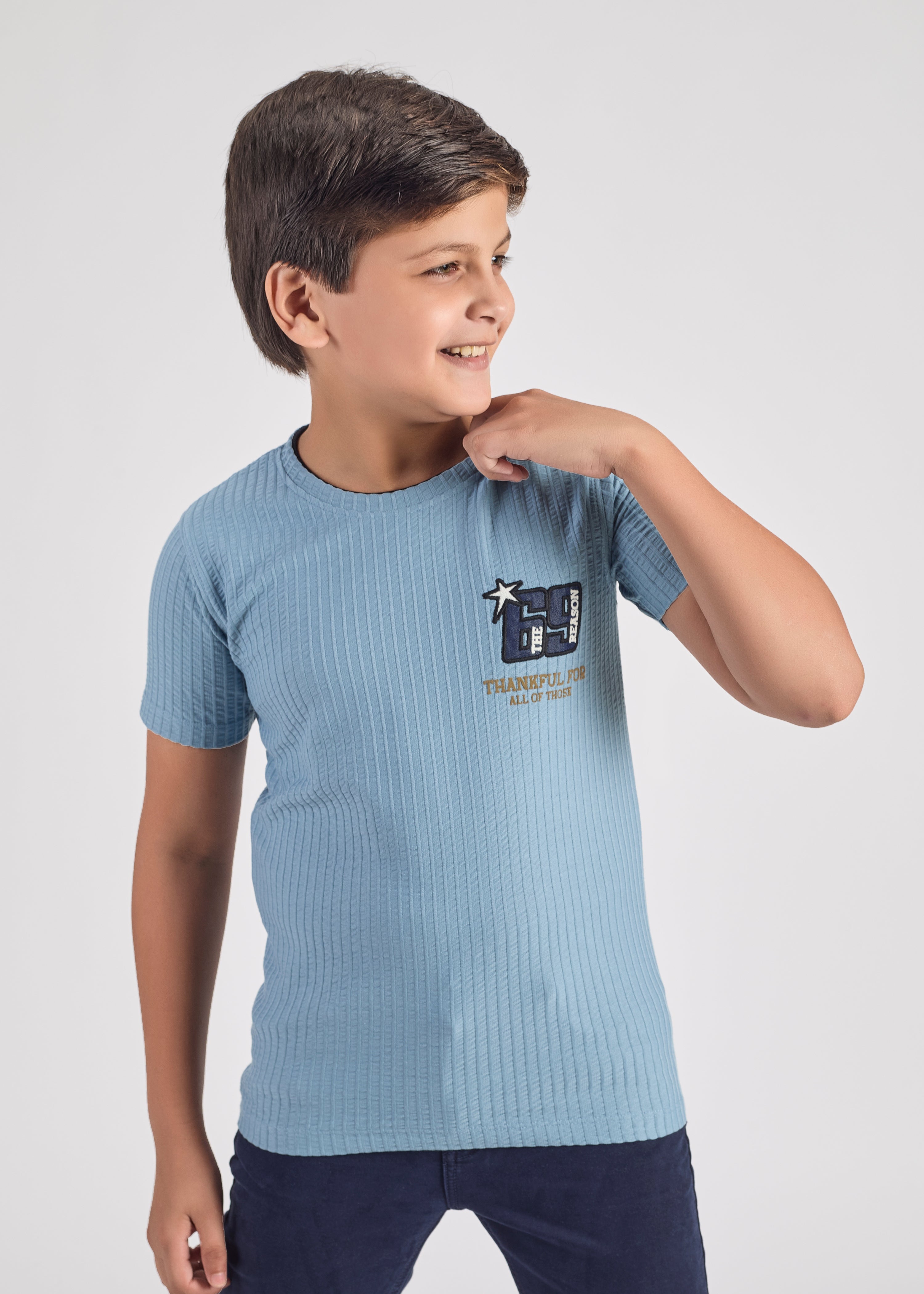Kermit Boys Round Neck Tees - Light Blue.