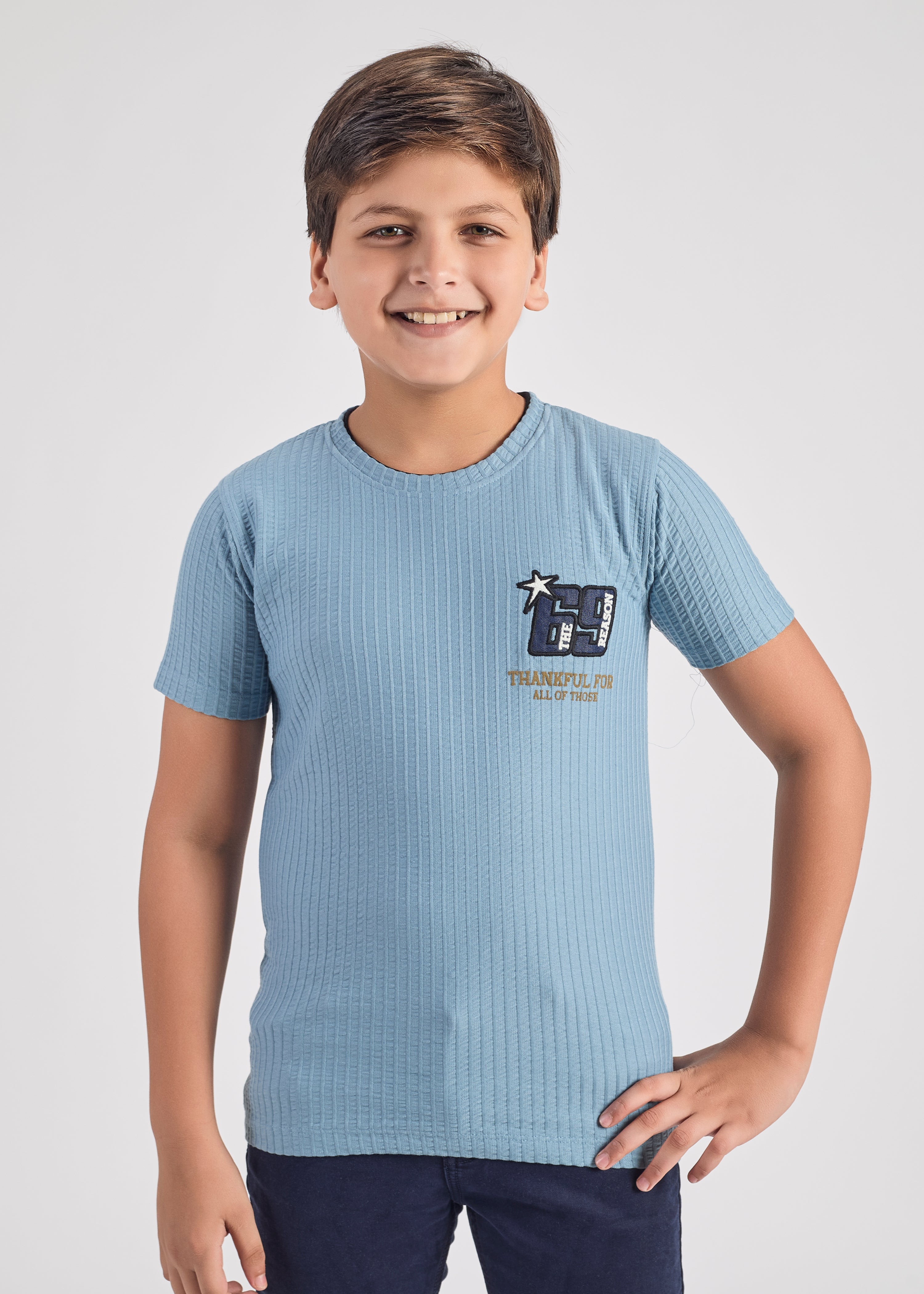 Kermit Boys Round Neck Tees - Light Blue.
