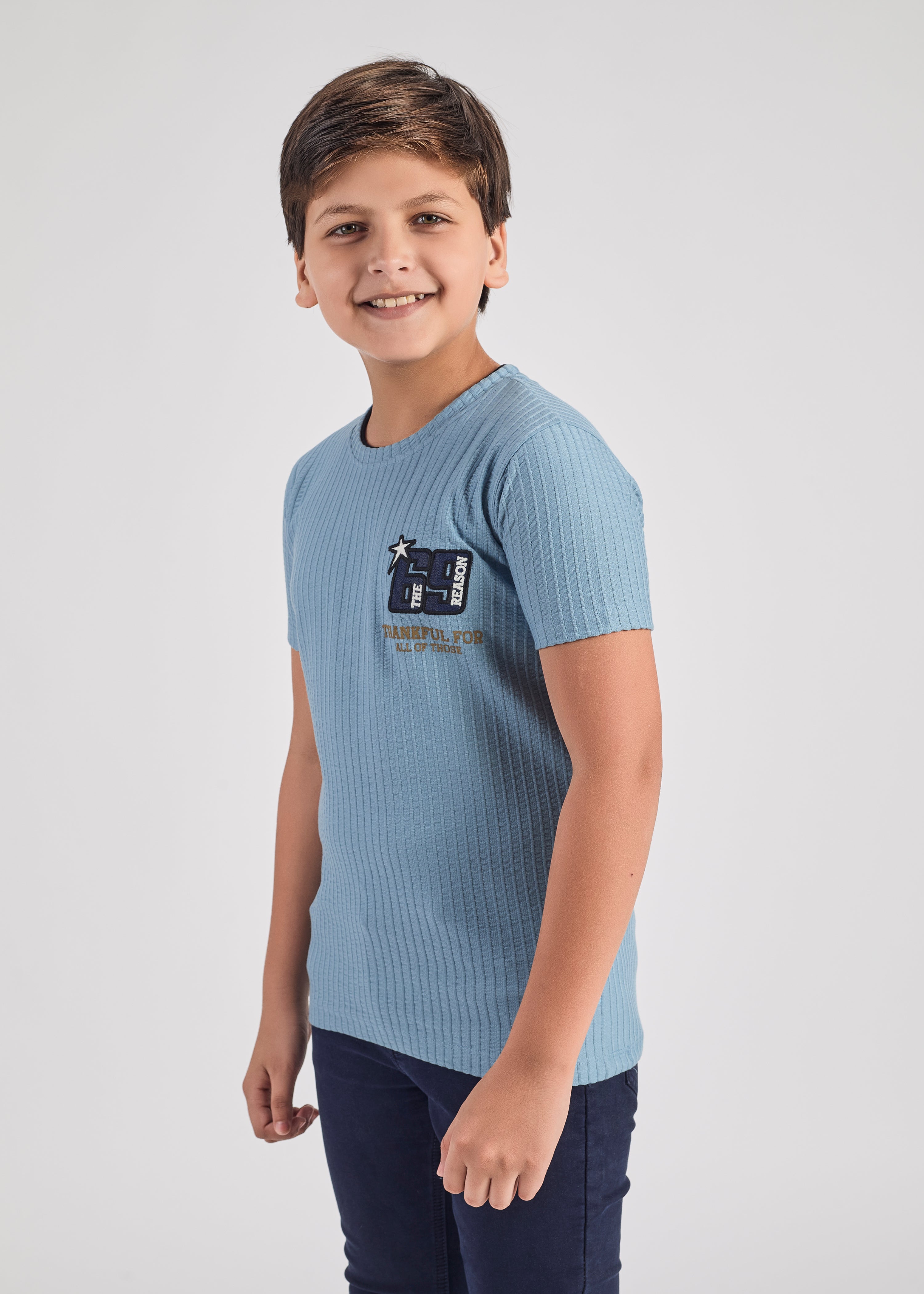 Kermit Boys Round Neck Tees - Light Blue.