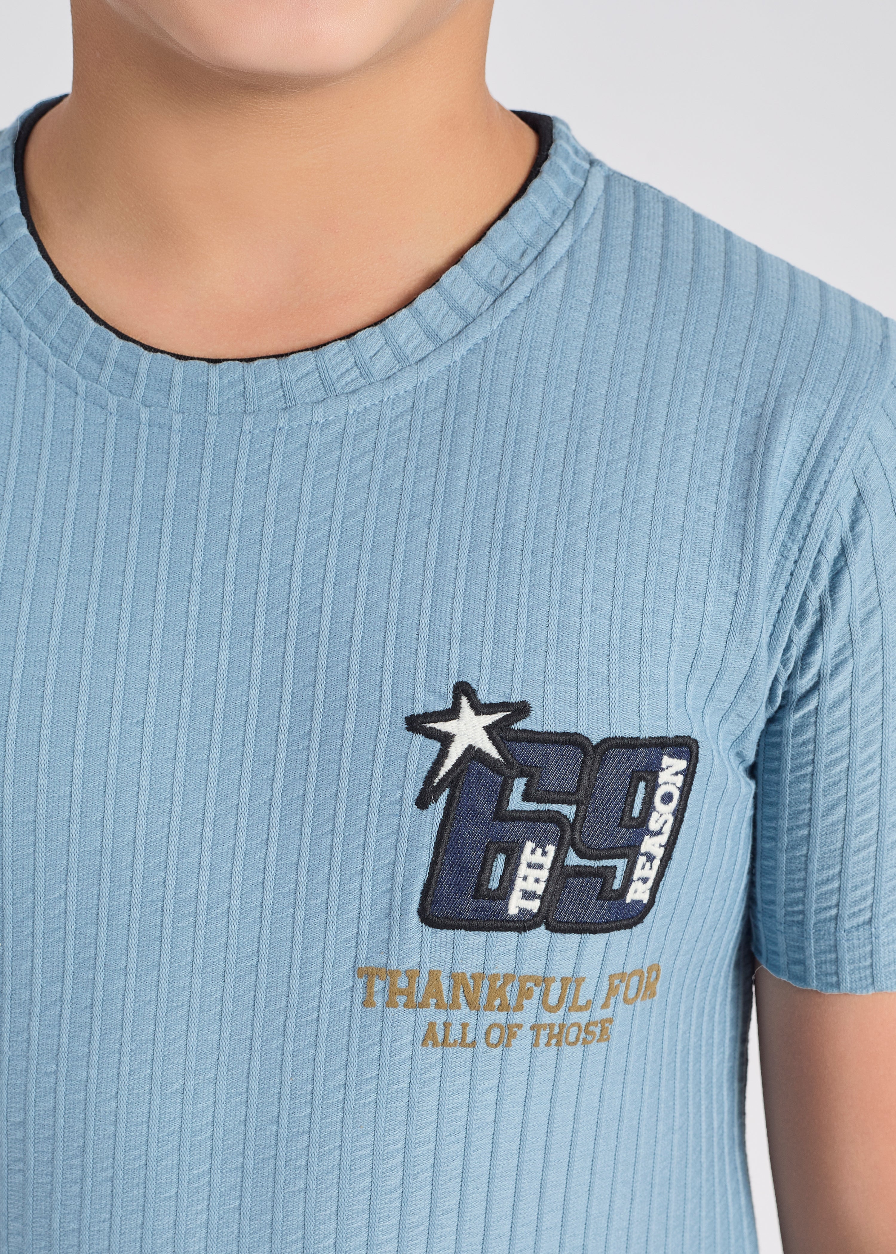 Kermit Boys Round Neck Tees - Light Blue.