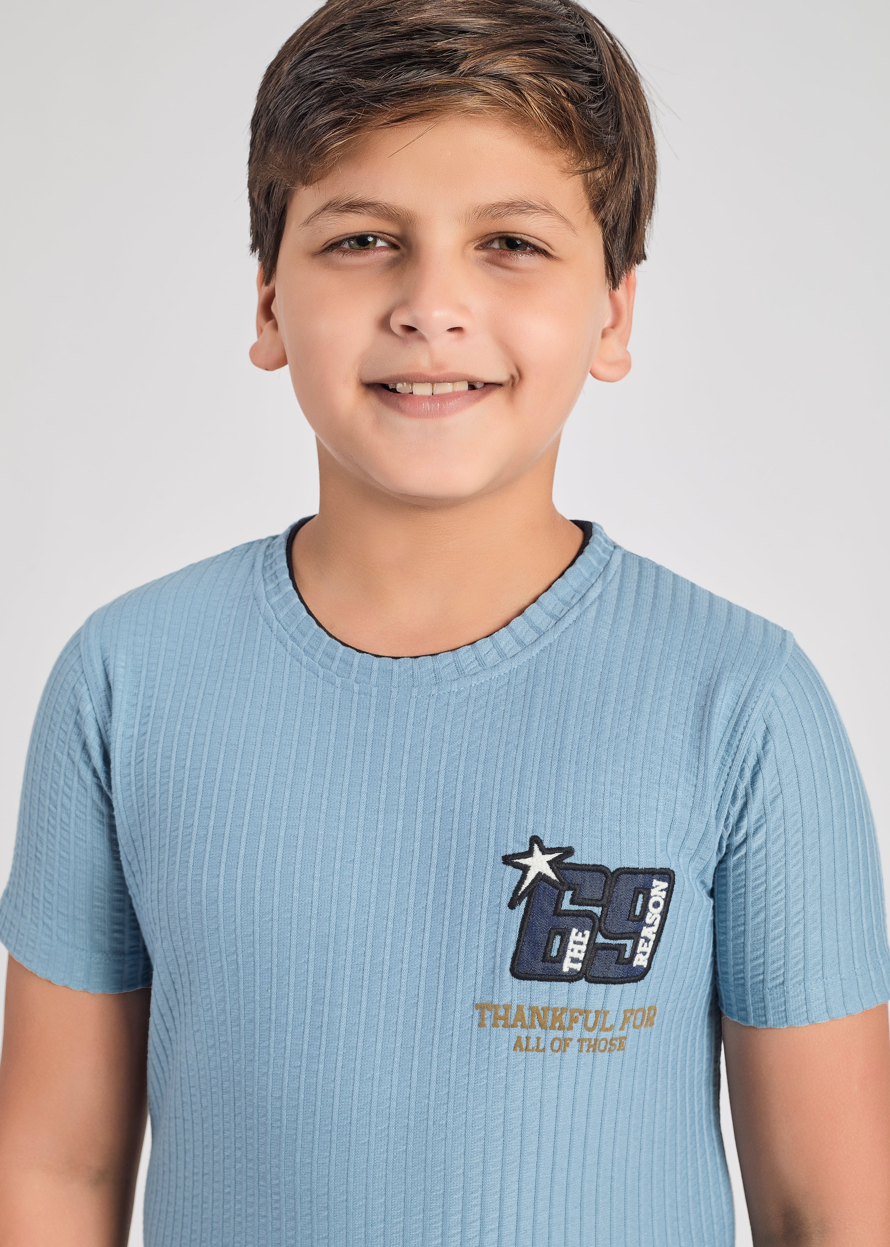Kermit Boys Round Neck Tees - Light Blue.