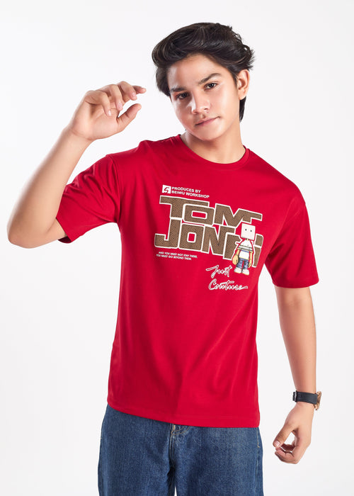 Hamleys Red / 5-6Y Viber-202 Boys Round Neck Tees - Red